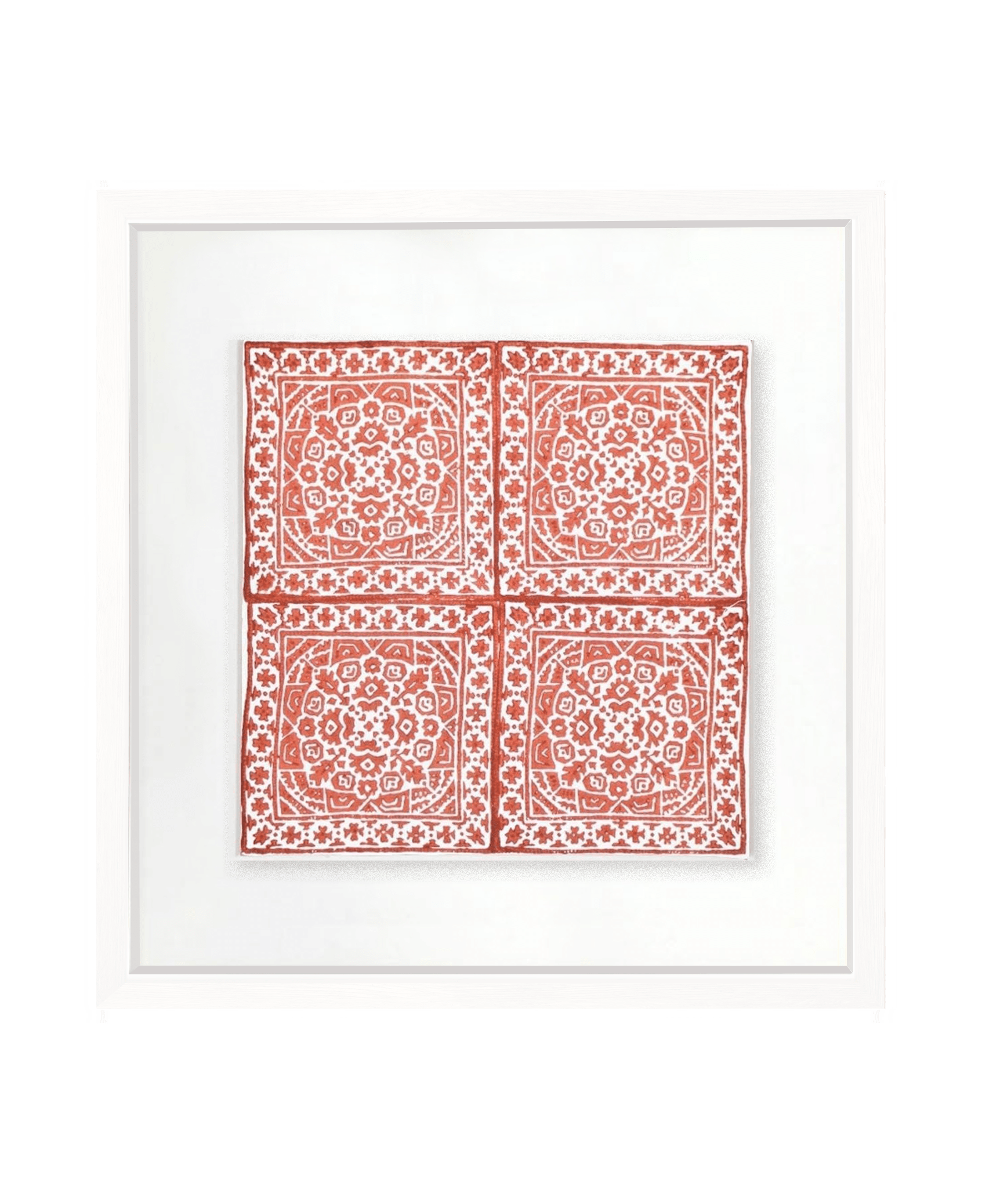 Bandhini Homewear Design Artwork White Frame / 50 x 50 cm Kilim Repeat Orange Artwork 52cm x 52cm