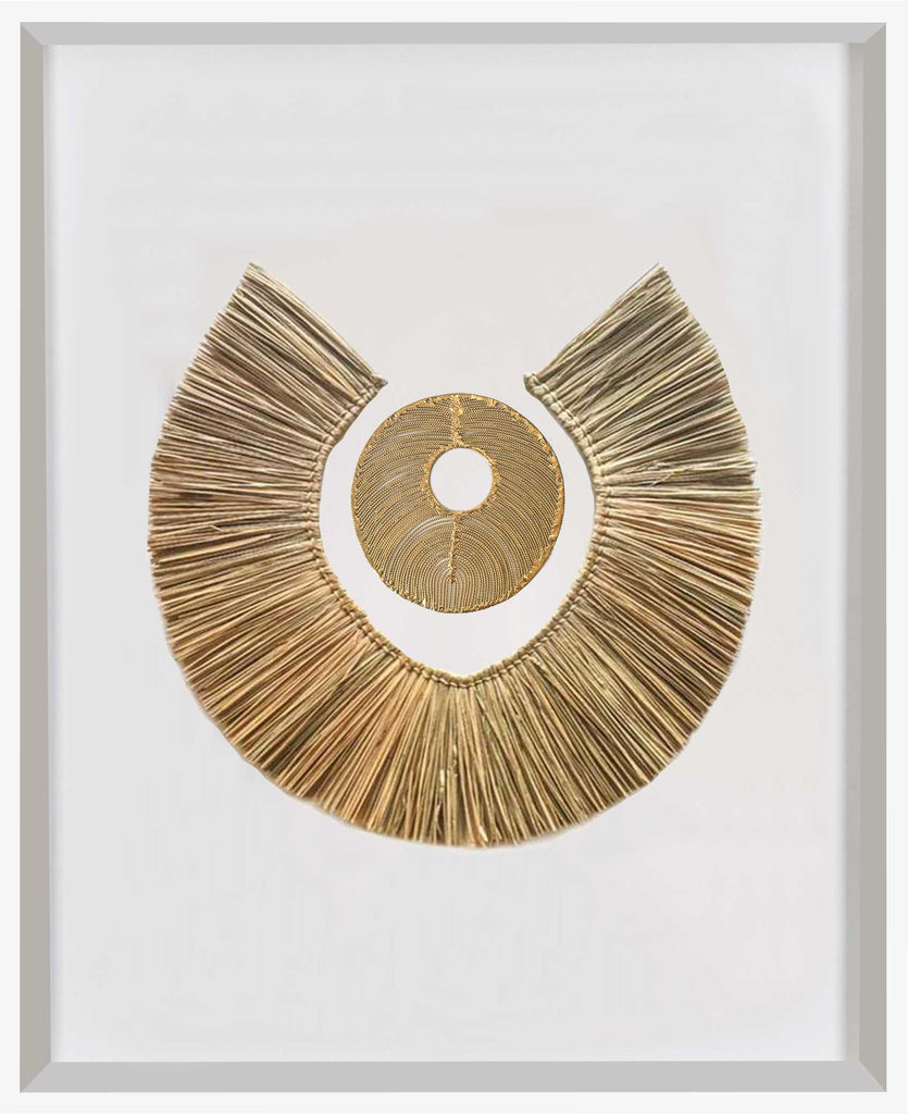 Bandhini Homewear Design Artwork White Frame / 67 x 85 cm African Disc Gold & Grass Ring Artwork 67 x 85 cm