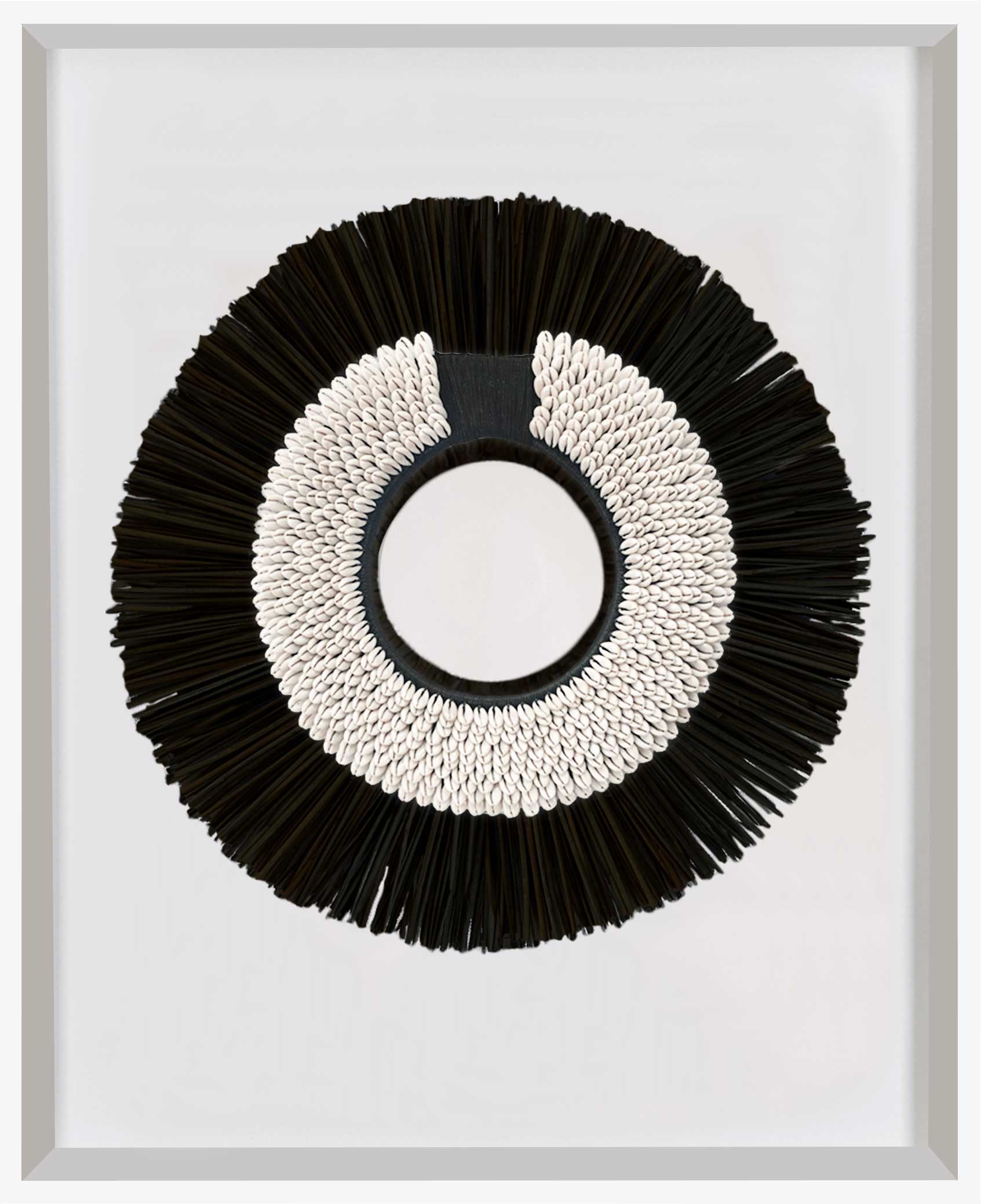 Bandhini Homewear Design Artwork White Frame / 67 x 85 cm African Shell Ring Black & Grass Mat Black on White Artwork 67 x 85 cm