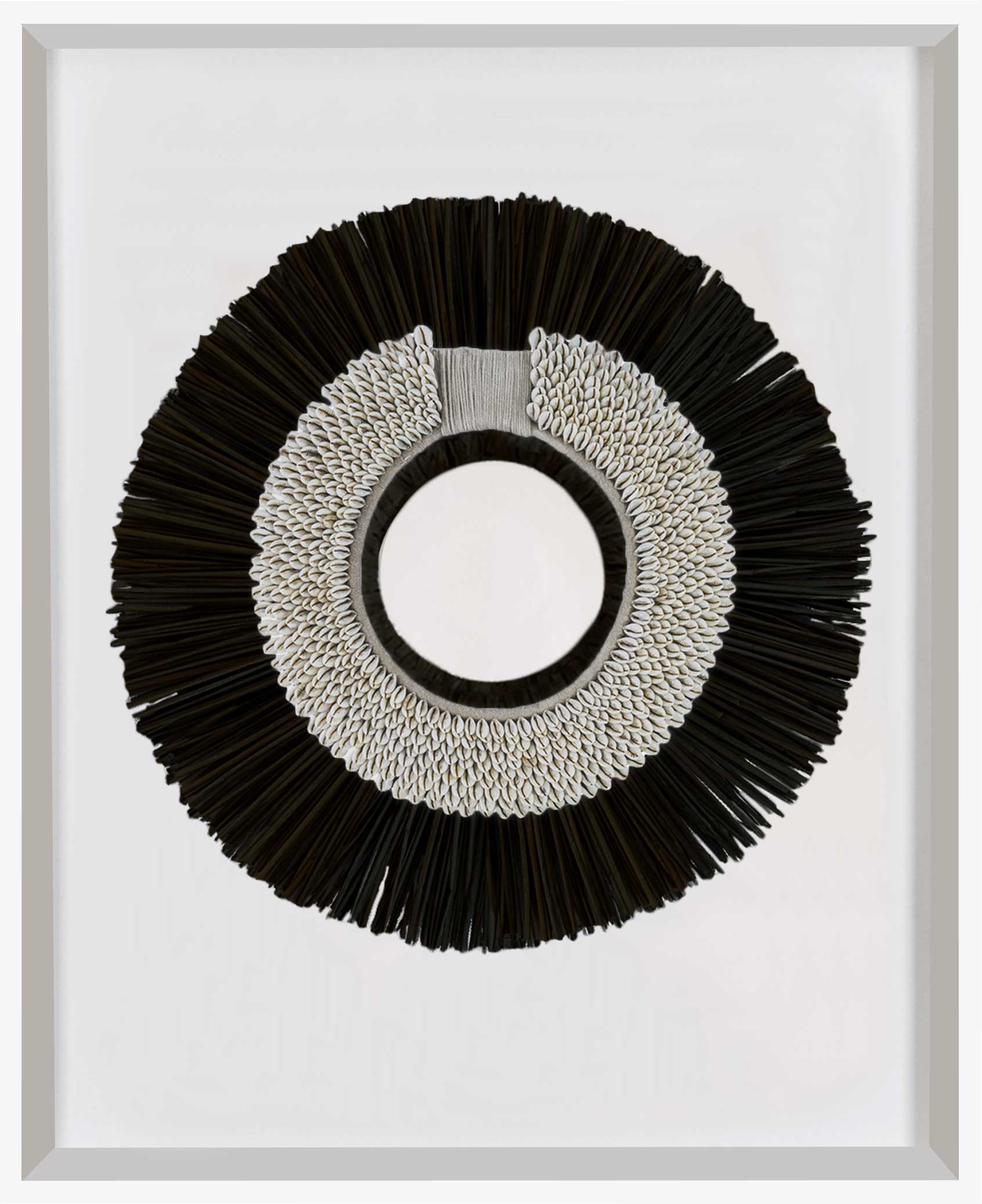 Bandhini Homewear Design Artwork White Frame / 67 x 85 cm African Shell Ring White & Grass Mat Black on White Artwork 67 x 85 cm