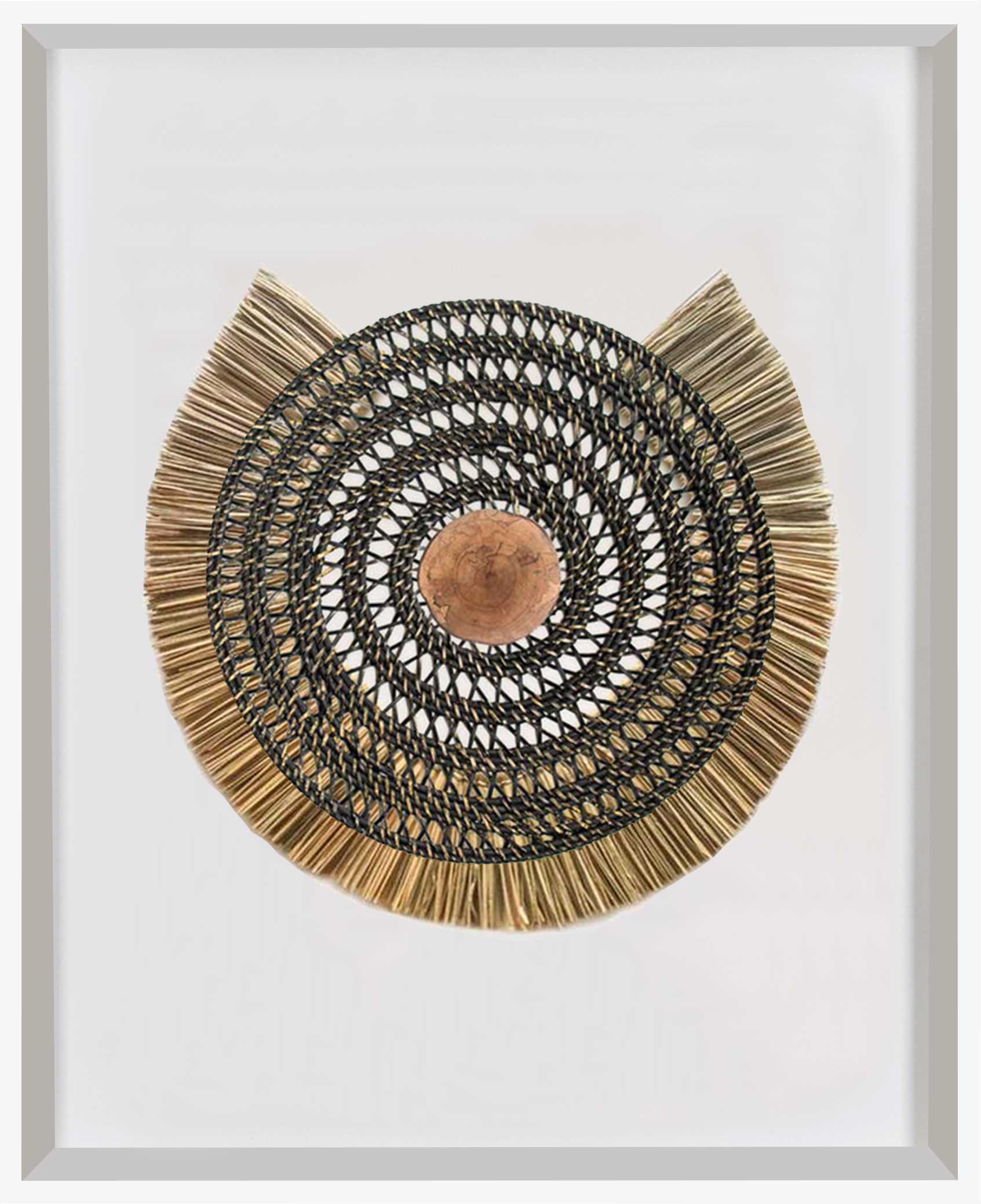 Bandhini Homewear Design Artwork White Frame / 67 x 85 cm African Wood & Grass Mat Black & Natural Artwork 67 x 85 cm