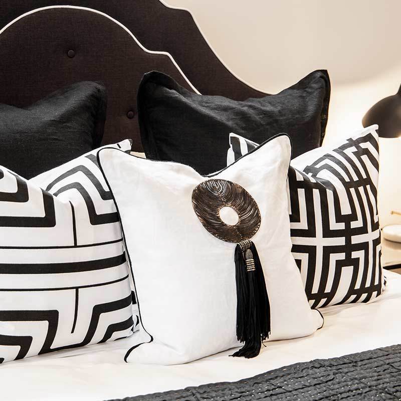 Bandhini Homewear Design Lounge Cushion Black / 22 x 22 Jade Screen Black Lounge Cushion 55 x 55cm