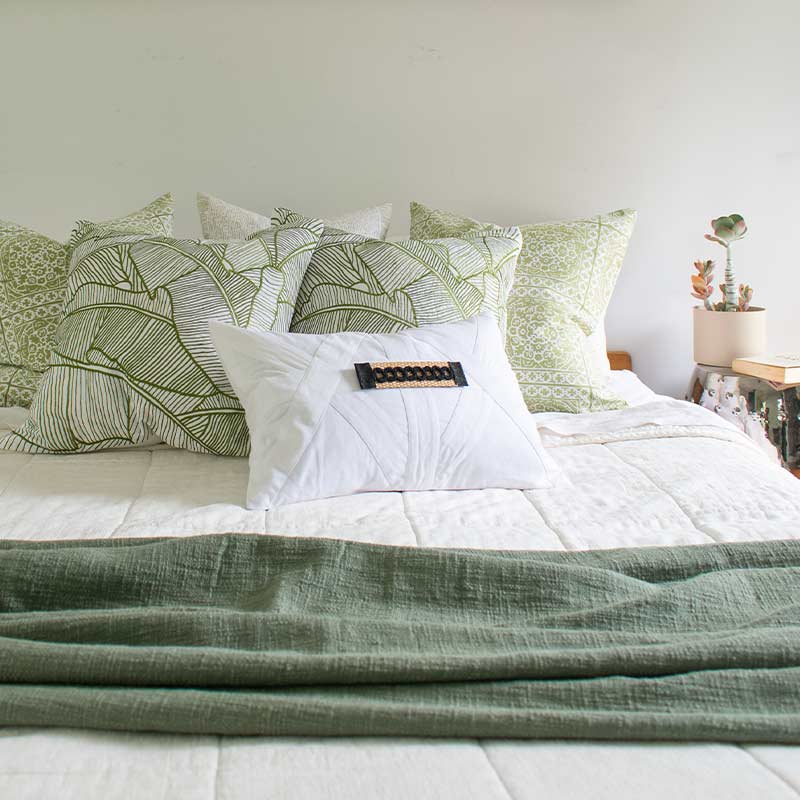 Bandhini Homewear Design Lounge Cushion Emerald / 22 x 22 Rake Palm Emerald and White Lounge Cushion