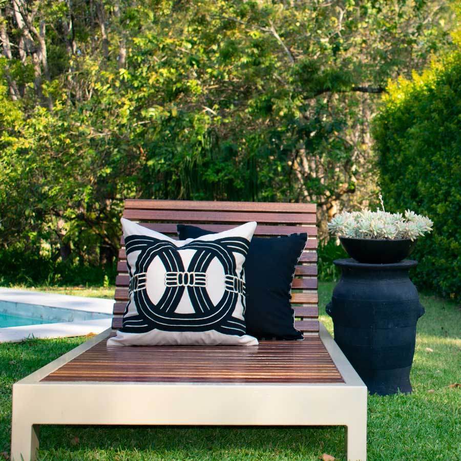 Bandhini Homewear Design Outdoor Black / 22 x 22 Outdoor Barrel Black Lounge Cushion 55 x 55cm