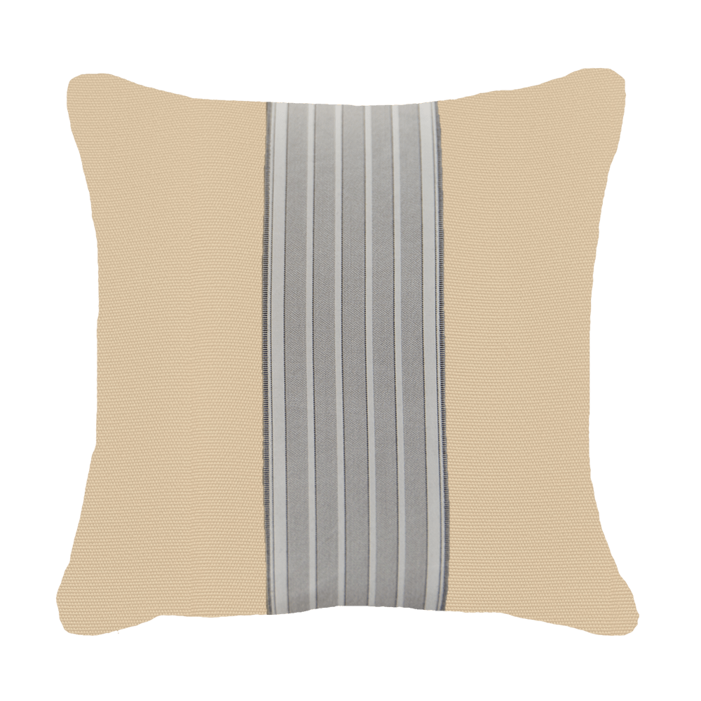 Bandhini Homewear Design Outdoor Cushion Beige / 18 x 18 Inchees Outdoor Ticking Stripe Sash Medium Cushion 50 x 50cm